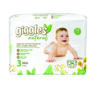 GIGGLES NATURAL TWIN NO: 3 MIDI 34 PCS