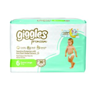 GIGGLES BABY DIAPER JUMBO NO:6 EXTRA LARGE 36 PCS