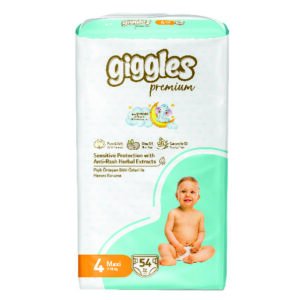 GIGGLES BABY DIAPER JUMBO NO:4 MAXI 54 PCS